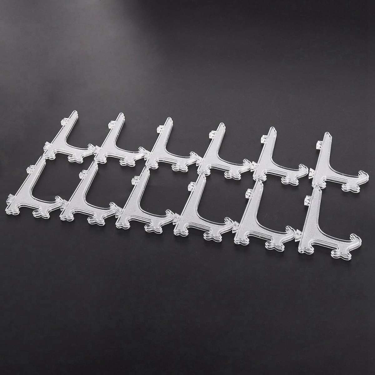 12pcs/set Clear Plastic Easels Plate Frame Photo Book Pedestal Holder