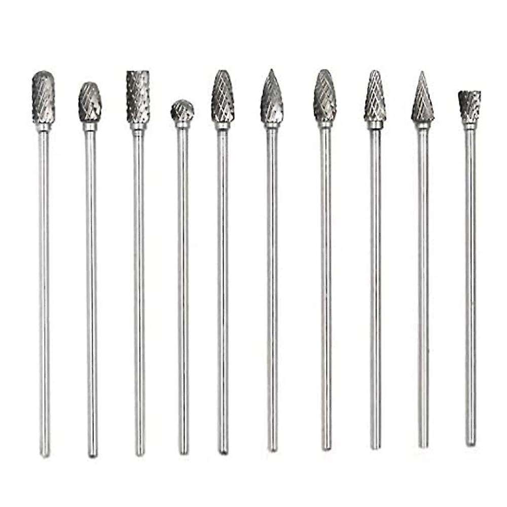 10pc 4 Inch Long Double Cut Tungsten Solid Carbide Rotary Burrs Set