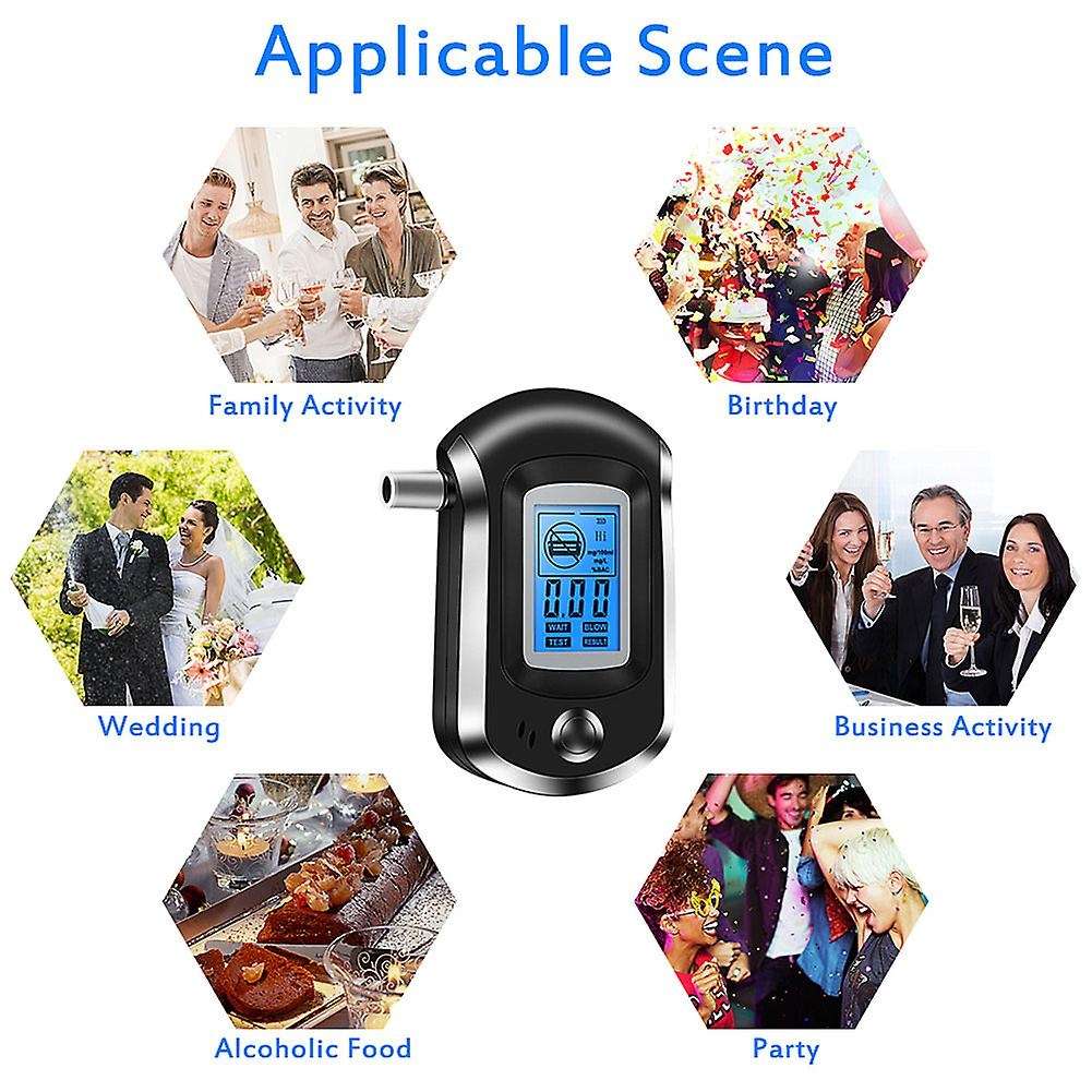 At6000 Alcohol Tester with 5 Mouthpieces Breath Breathalyzer