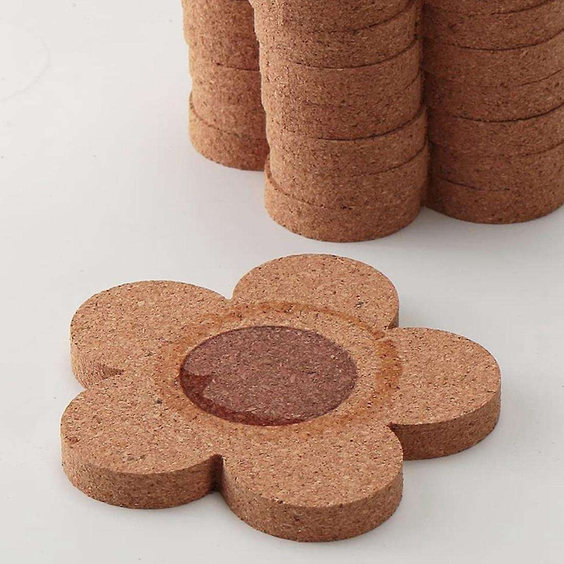 12pcs Coasters for Drinks,4inch Cork Flower Shape Coasters for Coffee
