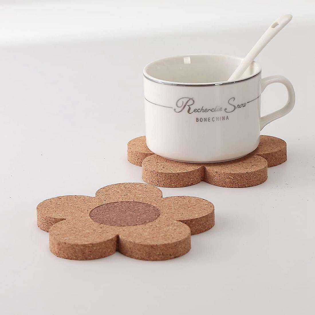 12pcs Coasters for Drinks,4inch Cork Flower Shape Coasters for Coffee
