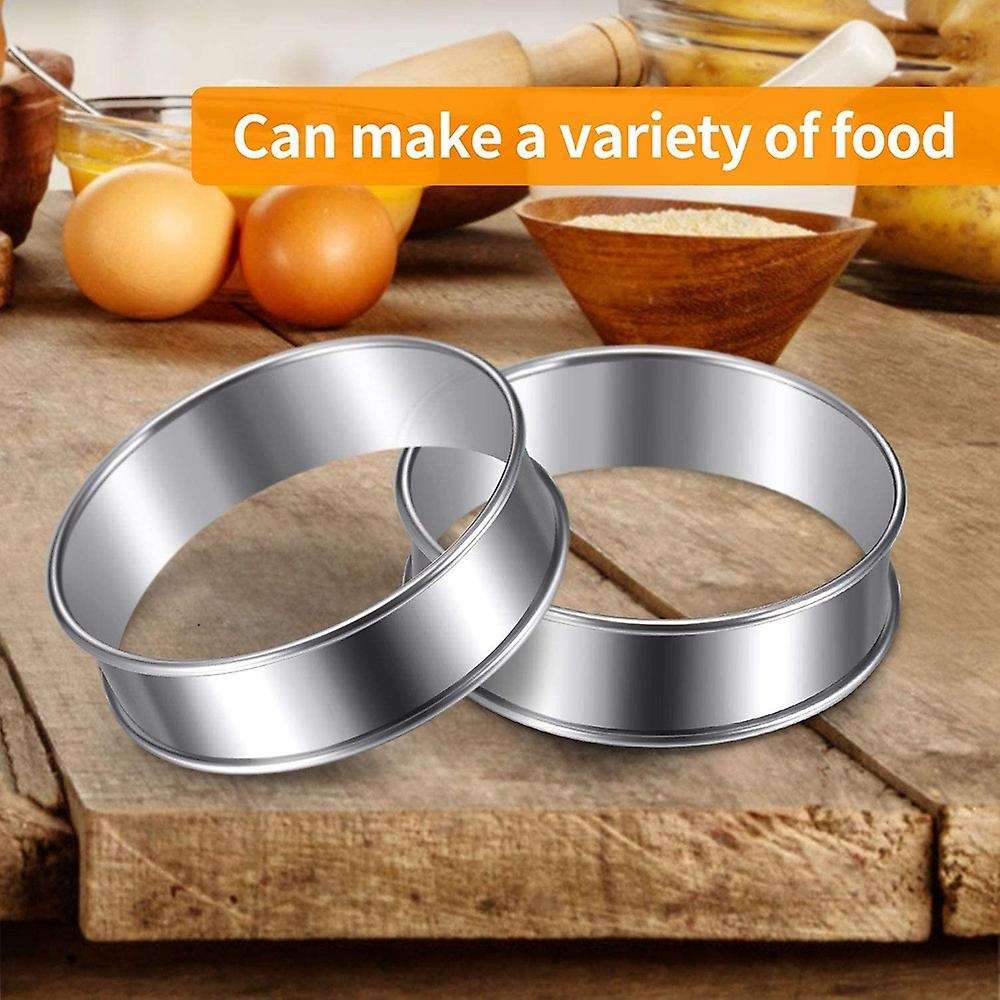 10 Pcs Double Rolled Tart Rings Stainless Steel Round for Food Baking