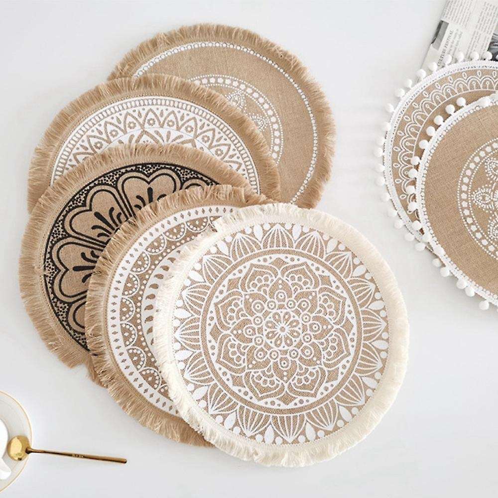 4pcs Woven Placemats Portable Tassel Placemats (a)