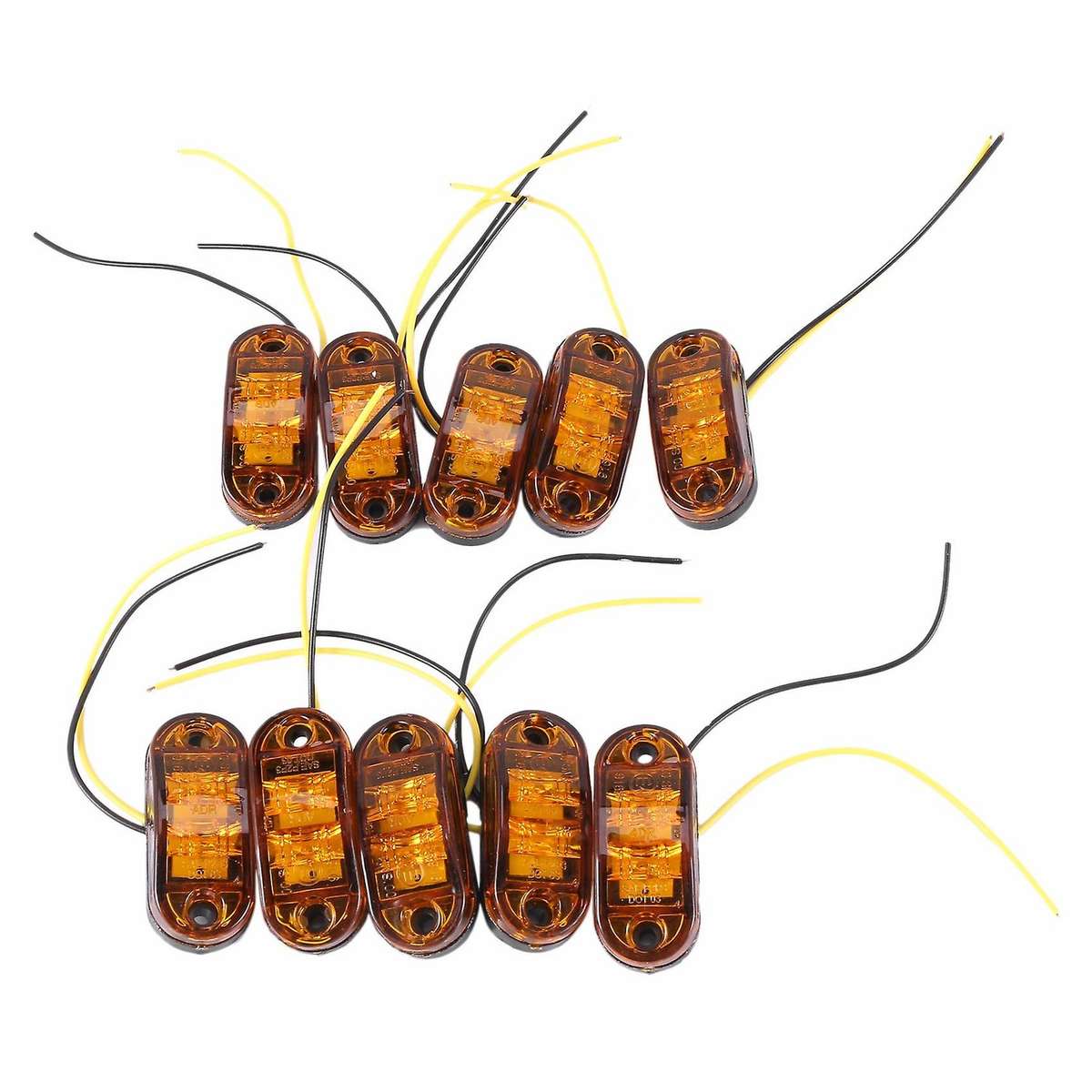 10x Yellow Led 2.5inch 2 Diode Light Oval Clearance Side Marker Lamp