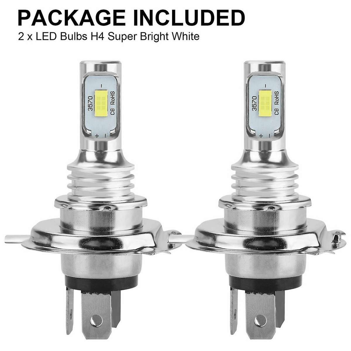 2 X H4 9003 Hb2 6000k Super White Csp Led Headlight Bulb Kit
