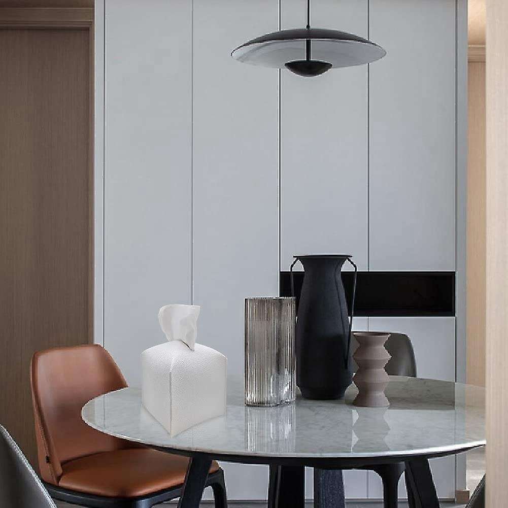 2 Pieces Pu Leather Tissue Box with Bottom Belt (black)