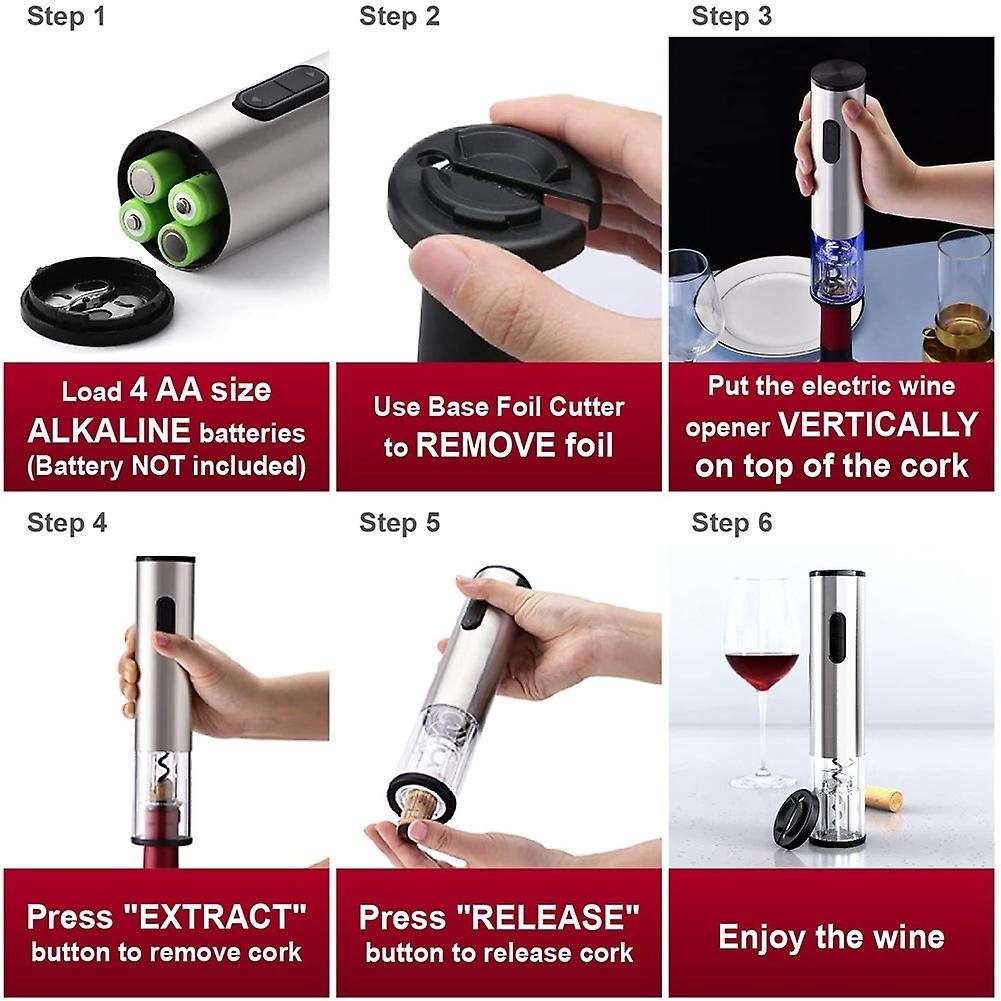 Electric Corkscrew, Automatic Wine Opener with Foil Cutter, Stainless