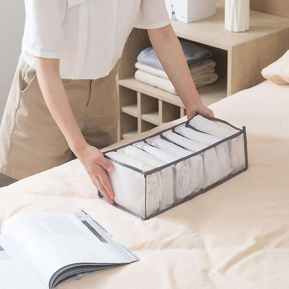 4pcs Wardrobe Storage Organiser, Jeans Compartment Storage Box Grey