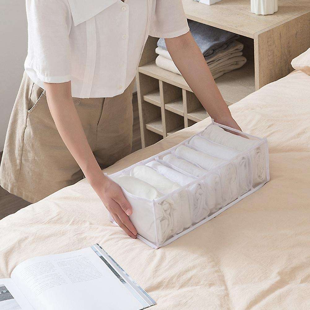 4pcs Wardrobe Storage Organiser, Jeans Compartment Storage Box Grey