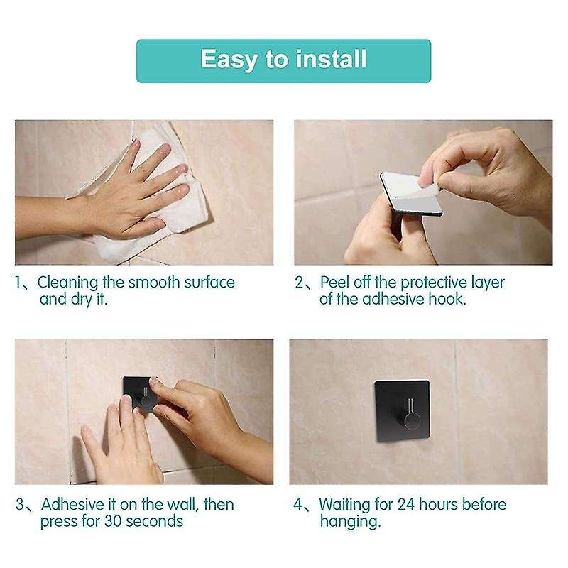 Black Bathroom Hook Adhesive Hooks Stainless Steel Hooks -a