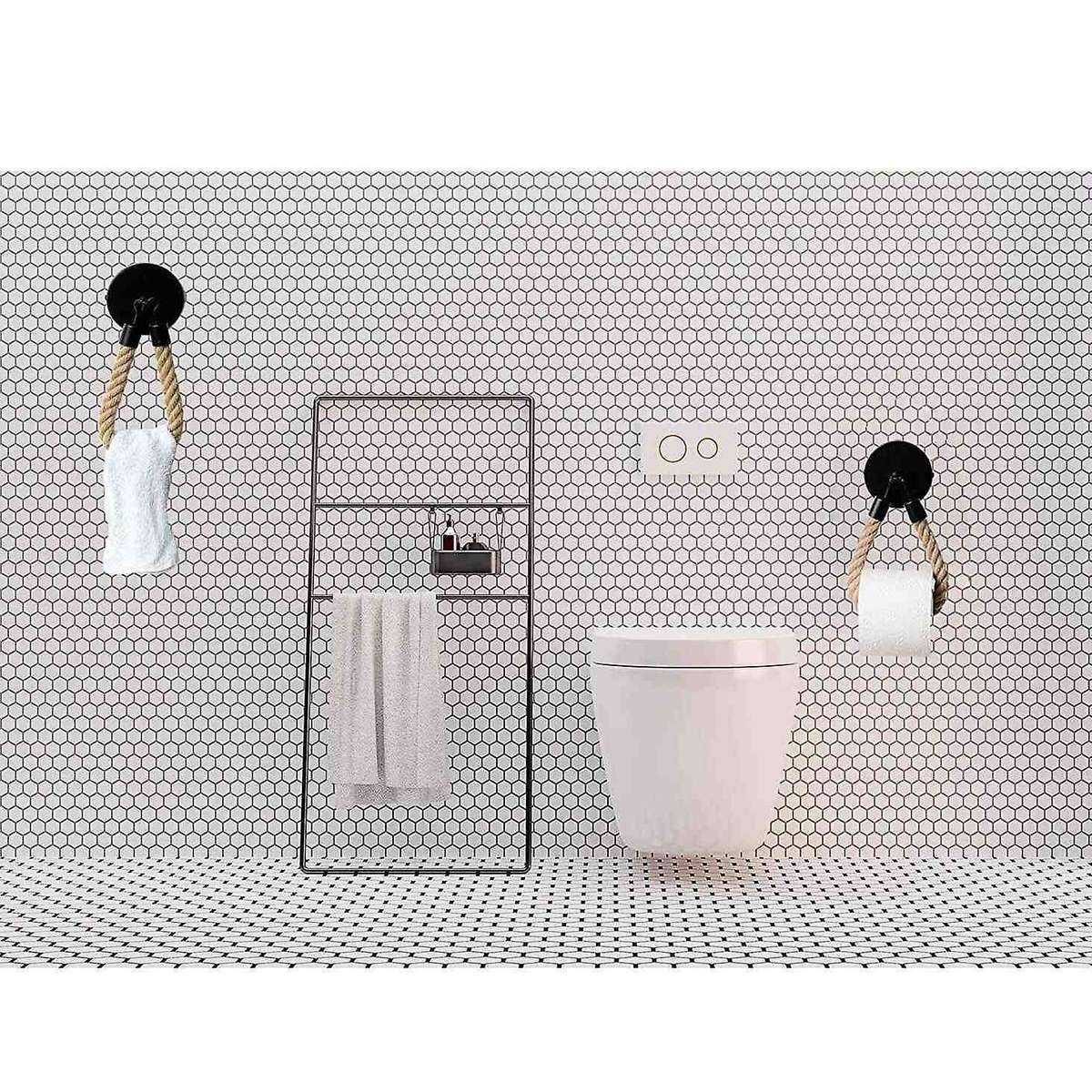 Nautical Rope Toilet Paper Vintage Wall-mounted Towel Rack Decor
