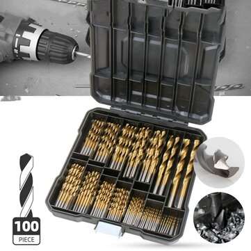 100/130pcs HSS Twist Drill Bit Set Titanium-Coated Drill Bits Woodworking Maso... (QUANTITY: 100PCS)
