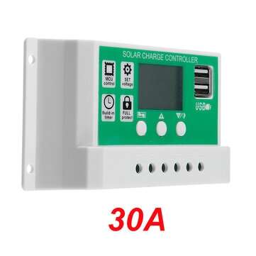 10A/20A/30A 12V/24V Auto Solar Charge Controller Dual USB Solar Panel Regulator (CURRENT: 30A)