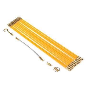 10Pcs Fiberglass Cable Puller Running Wire Cable Coaxial Electrical Pull Rods Fish Tape Kit