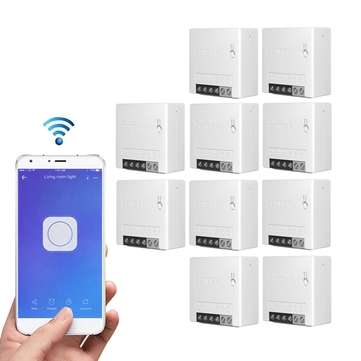 10pcs SONOFF MiniR2 Two Way Smart Switch 10A AC100-240V Works with Amazon Alexa Google Home Assistan