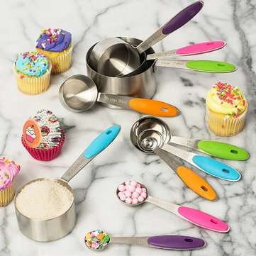 10Pcs Stainless Steel Measuring Cups & Spoons Tea Spoon Set Kitchen Tool