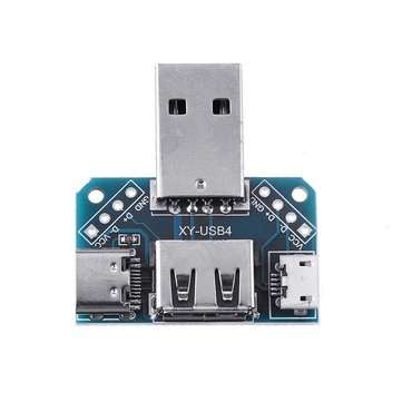 10pcs USB Adapter Board Male to Female Micro Type-C 4P 2.54mm USB4 Module Converter