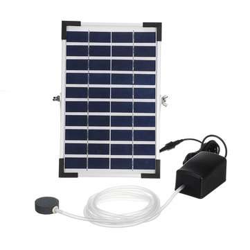 10V 5W Solar Panel Fish Tank Oxygenator Aquarium Oxygen Aerator Pond Fishing Air Pump W/ Pipe & Bubb