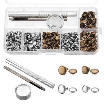 120 Sets Double Cap Rivet Metal Fixing Stud Repair Tools Kit for Leather Belt