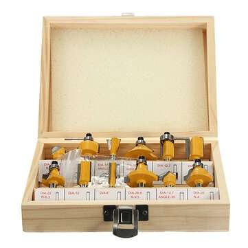 12pcs 1/4 Inch Shank Router Bit Set Tungsten Carbide Woodworking Cutter Rotary Tool