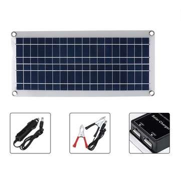12V 30W IP65 Waterproof Polycrystalline PET Solar Panel with 4xSuckers+Cables for 5V USB Output