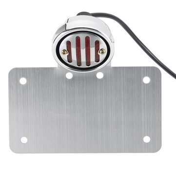 12V Retro Motorcycle Rear Tail Brake License Plate Light Red Stainless Steel For Yamaha/Honda/Suzuki