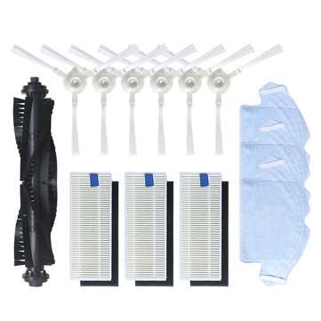 13pcs Replacements for 360 S6 Vacuum Cleaner Parts Accessories Main Brush*1 Side Brushes*6 HEPA Filt
