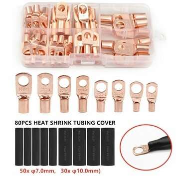 140pcs Assorted Car Auto Copper Ring Lug Terminal Wire Bare Cable Crimp Connectors