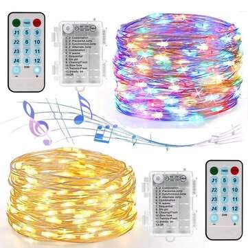 16.4FT/32.8FT 50/100LED Music LED String Light Battery Powered Waterp... (LENGTH: 5M | COLOR: WHITE)