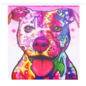 180 x 180CM Bathroom Shower Curtain Graffiti Dog Pattern Print Waterproof Polyester Shower Curtain