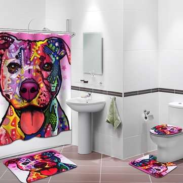 180 x 180CM Bathroom Shower Curtain Graffiti Dog Pattern Print Waterproof Polyester Shower Curtain