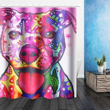180 x 180CM Bathroom Shower Curtain Graffiti Dog Pattern Print Waterproof Polyester Shower Curtain