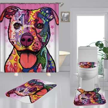 180 x 180CM Bathroom Shower Curtain Graffiti Dog Pattern Print Waterproof Polyester Shower Curtain