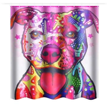 180 x 180CM Bathroom Shower Curtain Graffiti Dog Pattern Print Waterproof Polyester Shower Curtain