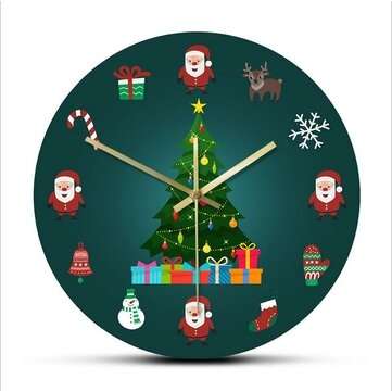 2020 Christmas Decorative Wall Clock Silent Non-Ticking Quartz Christmas Trees Wall ... (PATTERN: A)