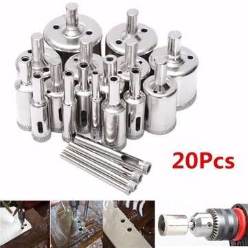 20pcs 4-40mm Diamond Hole Saw Drill Bit Set for Tiles Ceramic Glass Marble