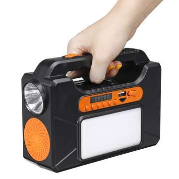 25w Emergency Portable Solar Panel Power Generator 3 Lamp Lighting System USB Card Radio Audio Solar