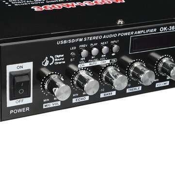 2CH bluetooth HIFI Stereo Power Amplifier Digital Audio Tuner Support FM Radio 2 Microphone USB SD H