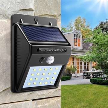 2pcs Solar Power 20 LED PIR Motion Sensor Wall Light Waterproof  Outdoor Path Yard Garden Security L
