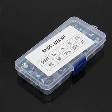 300Pcs 10 Values Variable Resistor 500R To 1M RM065 Carbon Film Horizontal Trimpot Potentiometer Ass