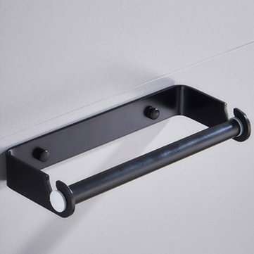 32cm Kitchen Wall-Mount Paper Towel Holder Aluminum Rack Roll Hanging Stand (COLOR1: BLACK)