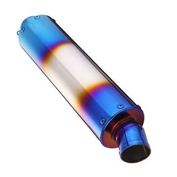 38-48mm Motorcycle Stainless Steel Exhaust Muffler Pipe Grilled Blue