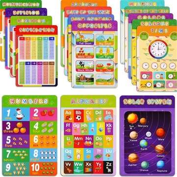 Educational Preschool Posters Charts English Words ABC Colors Months Numbers An... (QUANTITY: 16PCS)