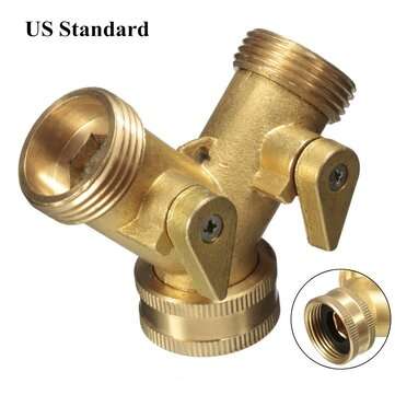 EU/US Standard 3/4 " Brass Garden Irrigation Hose Splitter Faucet Manifold 2 Way Y ... (TYPE: TYPEA)