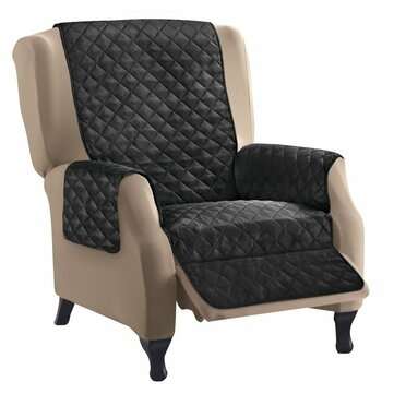KC-PCP1 Reversible Quilted Furniture Protector Cover Recliner So... (SIZE 3: DOUBLE | COLOR.: BLACK)