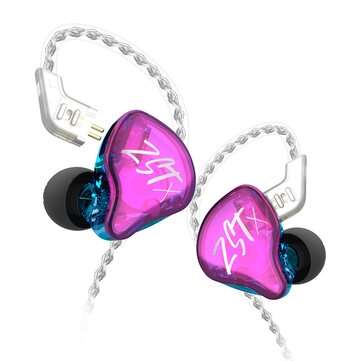 KZ ZSTx HiFi Earphone 3.5mm Jack Earbuds Balanced Armature Dynami... (TYPE: WITHMIC | COLOR: PURPLE)