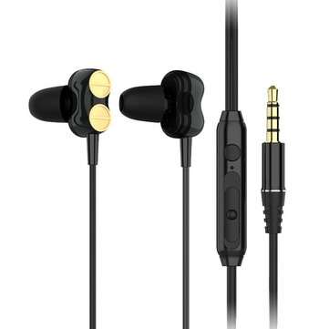 Lenovo H102 Wired Earphone Dual Dynamic Drivers Hifi Stereo In-ear Earbuds Noise R... (COLOR: BLACK)