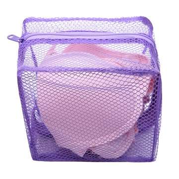 Mesh Laundry Bag Washing Clothes Zipper Solid Net For Bras And Lingerie (COLOR.: PURPLE)