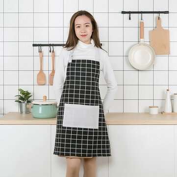 Modern Simple Style Cotton Women Aprons Adjustable Sleeveless Cooking Work Aprons... (COLOR.: BLACK)