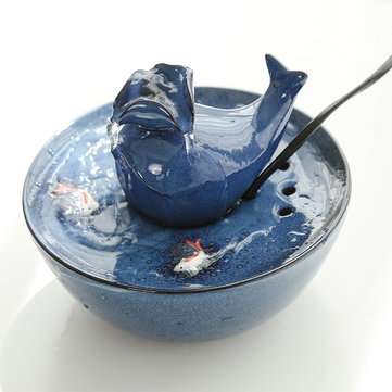 Pet Puppy Ceramic Auto Circulating Water Dispenser Ultra-quiet C... (PLUG: USBCABLE | COLOR1: WHITE)